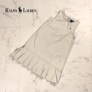 Ralph Lauren ラルフローレン ノースリーブワンピース ロゴ刺繍 キッズ 子供服 グレージュ サイズ4/4T*PC1147