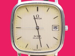 ■♪価格高騰! 資産価値！ 稼働 電池新品 メンズ ビンテージ 高級超レア！ OMEGA オメガ Deville デビル デートクオーツベルト新品 難有