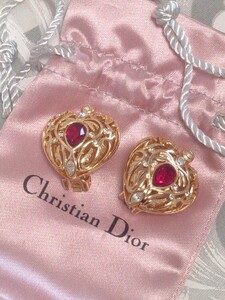 Christian Dior クリスチャン ディオール ゴールドカラー ストーン イヤリング 美品