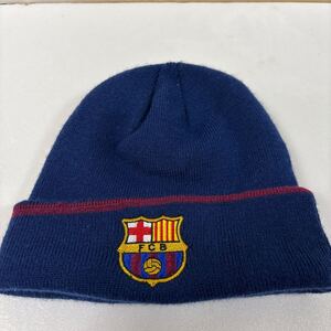 【FCB】 FCバルセロナ　エンブレム刺繍　ニット帽56〜58㎝　内側タグカットあり