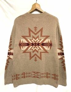 ★ PENDLETON × SHIPS別注 ペンドルトン×シップス　ネイティブ柄 ミドルゲージ クルーネックニット ベージュ S