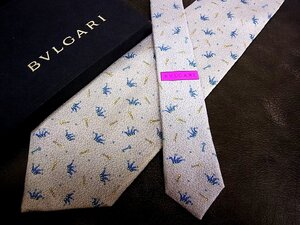 ★並品★4R01448【BVLGARI】ブルガリ「鍵 キー ステッキ クラウン 柄」最高級セッテピエゲ ネクタイ