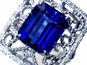 1円～【ジュエリー極】超極上品！極上天然大粒タンザナイト8.41ct＆ダイヤモンド0.34ct 超高級Pt900リング h6760irl【送料無料】