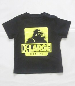 X-LARGE エクストララージ 半袖 Tシャツ 90cm ２才 男の子 黒 ビッグロゴ プリント 肩にスナップボタン 6787
