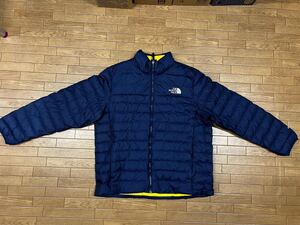 1円〜　 THE NORTH FACE USA M FLARE DOWN JKT 2 ダウンジャケット ザノースフェイス ネイビー　イエロー　US XL