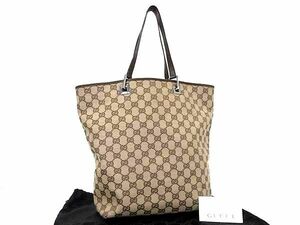 1円 ■極美品■ GUCCI グッチ 31243 1705 GG柄 GGキャンバス×レザー トートバッグ ハンドバッグ ショルダー 肩掛け ブラウン系 FC9363