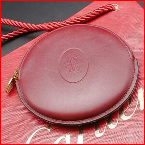 正規品 カルティエ Cartier コインケース Coin case ラウンド Round マストライン Mast Line ボルドー Bordeaux オールレザー All leather