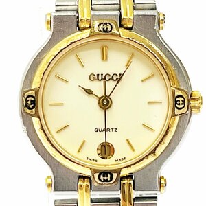 【1円スタート】GUCCI グッチ 9000L SS×GP アイボリー文字盤 クオーツ レディース腕時計 ジャンク 277176