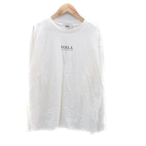 未使用品 アズールバイマウジー AZUL by moussy Tシャツ カットソー 長袖 プリント L オフホワイト 黒 ブラック /HO51 メンズ