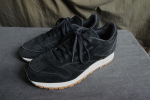 送料込 美品♪ 上質本革ヌバック Reebok CL LEATHER SG BS7892 BLACK/CHALK-GUM 24.5cm クラシックレザー ブラック/チョーク Classic