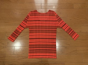 新品同様 PLEATS PLEASE ISSEY MIYAKE カットソー ロンT Tシャツ 柄 ストライプ ボーダー マルチ プリーツプリーズ イッセイミヤケ L