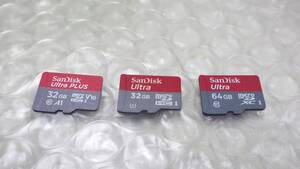 *SanDisk Ultra 　micro ＳＤHCメモリーカード 　32GB/64GB　3枚セット 中古動作品　