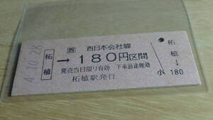 □西　B型【関西本線】柘植→西日本会社線180円区間　4-10.28