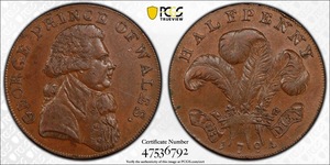 ★日終 【PCGS AU58 希少品】1794 イギリス Token1/2D銅貨 極美品 //世界コイン 古銭 貨幣 硬貨 銀貨 金貨 銅貨【決済期限火曜日】