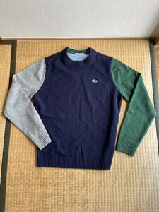 ラコステ⑮★●LACOSTE ラコステ セーター 緑×紺×グレー×水色　3