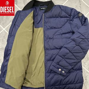 【極美品XL】漂う高級感 DIESEL ディーゼル ダウンジャケット XLsize 紫 フェザー ジップ刻印 袖ブレイブマンロゴ 保温性抜群【極暖】