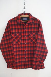 ▼ヴィンテージ PENDLETON オープンカラー ウールシャツ オールドタグ