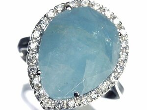 VR13428SS【1円～】新品仕上【RK宝石】≪Aquamarine≫ 天然アクアマリン 特大8.03ct!! キュービックジルコニア K14WG 高級リング