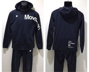 DESCENTE MOVE SPORT/デサントムーヴスポーツ☆ウインドブレーカー☆セットアップ/上下セット☆ストレッチ☆パーカー/ジャージ/紺白/M