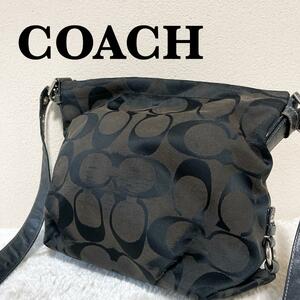 レアCOACH コーチショルダーバッグハンドバッグシグネチャー総柄ブラック黒