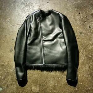 COMME des GARCONS HOMME PLUS 23AW フェイクレザーライダースジャケット フェイクファー 2023AW AD2023 コムデギャルソンオムプリュス