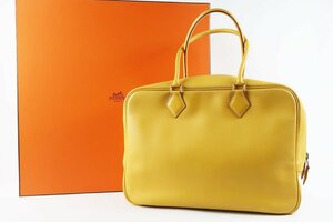 【美品】HERMES エルメス プリュム ハンドバッグ □A刻印 クシュベル ブランド鞄 イエロー【QC41】