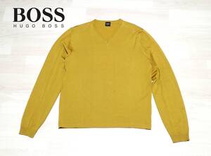 ☆HUGO BOSS　☆ヒューゴボス　☆毛100％　☆Vネックニット　☆プルオーバー　☆マスタード　☆メンズ　☆S　☆大谷翔平　