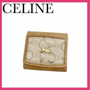 CELINE セリーヌ コインケース 小銭入れ Cマカダム ベージュ系 ミニ 馬車