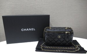 シャネル CHANEL バニティチェーンショルダー ブラック×ゴールド金具 バッグ カーフ BOX付 中古 ランクA BRB・バッグ・財布