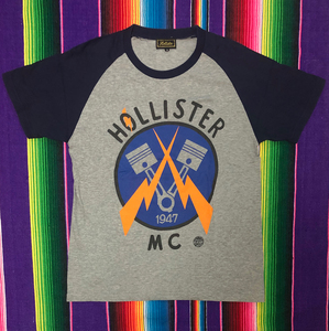 美品!HOLLISTER MOTOR CLOTHES(HMC/ホリスター)NUTS ART WORKS(ナッツアートワークス)デザイン ラグランT M IGNITION45(イグニッション45)