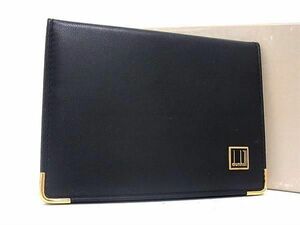 1円 ■新品同様■ dunhill ダンヒル レザー カードケース パスケース 定期入れ 名刺入れ メンズ ブラック系×ゴールド系 AX7670