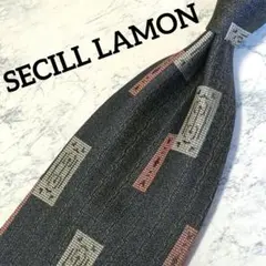 ✺SECILL LAMON✺ネクタイ　四角柄　和風　グレー　ピンク