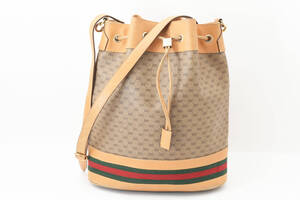 1円GUCCI ヴィンテージ グッチ オールドグッチ マイクロGG シェリー 巾着ショルダーバッグ 斜めかけ インターロッキング 001.22.4793 4095