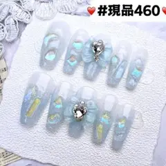 460 現品推しネイルチップ付け爪量産型姫ギャルクロムハーツチークy2k痛ネイル