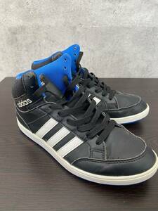 ☆★5532 中古 箱無し adidas アディダス F99521 NEO HOOPS ネオフープス ハイカットスニーカー 黒 23.5㎝ 室内着用品 保管品☆★