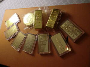 磁石 インテリア オブジェ 置物 セット クレディスイス ヴァルカンビ コイン 金 雑貨 グッズ ゴールドバー インゴット ゴールド 金 GOLD 