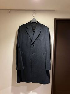 【極美品】Aquascutum アクアスキュータム ウールカシミヤチェスターコート チャコールグレイ サイズ38 