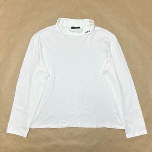 正規品 A.P.C. ロゴ 刺繍 タートルネック カットソー ホワイト XS 長袖 Tシャツ コットン ユニセックス APC アーペーセー @b186