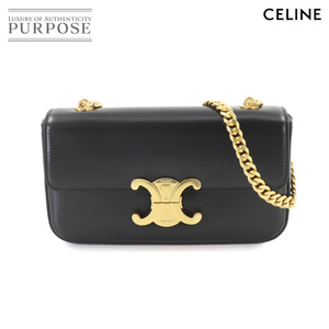 未使用 展示品 セリーヌ CELINE トリオンフ クロード チェーン ショルダー バッグ レザー ブラック ゴールド 金具 115203BF 90251585