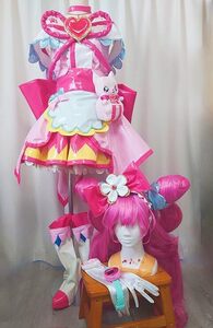 デリシャスパーティ プリキュア」キュアスパイシー和実ゆい／キュアプレシャス役 コスプレ衣装風(ウィッグ 靴別売り)