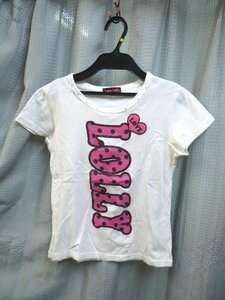 ◆Love Lolly ラブローリー 白にロゴ 首元ラインストーン Tシャツ◆サイズ160