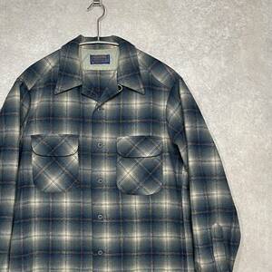 PENDLETON ペンドルトン ヴィンテージ 60s Board Shirt ボード シャツ ウール オンブレ チェック ブルー系 グレー M