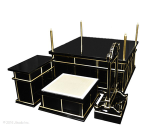 【寺院仏具】黒塗り　3.5尺　新型二重 大壇・護摩壇　ケイ台付(磬台)　　国内自社工場制作の高級木製仏具(受注生産品)(商品番号11147k）