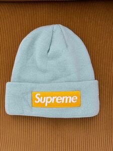 新品未使用 supreme BOX LOGO BEANIE ICE BLUE ビーニー ニット帽 NEW ERA シュプリーム