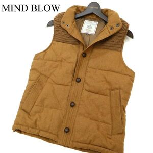 MIND BLOW メンズビギ 秋冬 ウール ケーブル ニット 切替★ 中綿 ベスト Sz.2　メンズ キャメル　C3T11656_C#N