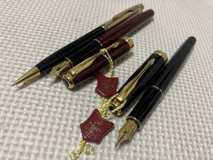 PARKER パーカー SONNET ソネット 福 ペン先18K万年筆 ブラック ボルドー/USA製シャープペンシル0.5mm ノック式 ゴールド/ブラック セット