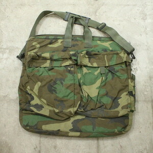 90sビンテージ ヘルメットバッグ■1990年代製 グリーン U.S.ARMY ウッドランドカモ 民間 鞄 カバン かばん BAG 小物 アンティーク 古着 80s