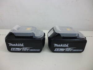 未使用品 純正 makita マキタ 18V 6.0Ah リチウムイオンバッテリー BL1860B 2個セット 雪マーク 残量表示付 セットばらし品 ③