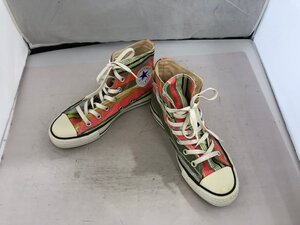 【CONVERSE】コンバース　レディススニーカー　ピンク×カーキ系マルチカラーボーダー柄　キャンバス　23.5cm　SY02-F6B