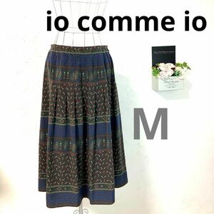 ★美品A★ io comme io フレアスカート 総柄 38号 ダーツ タック